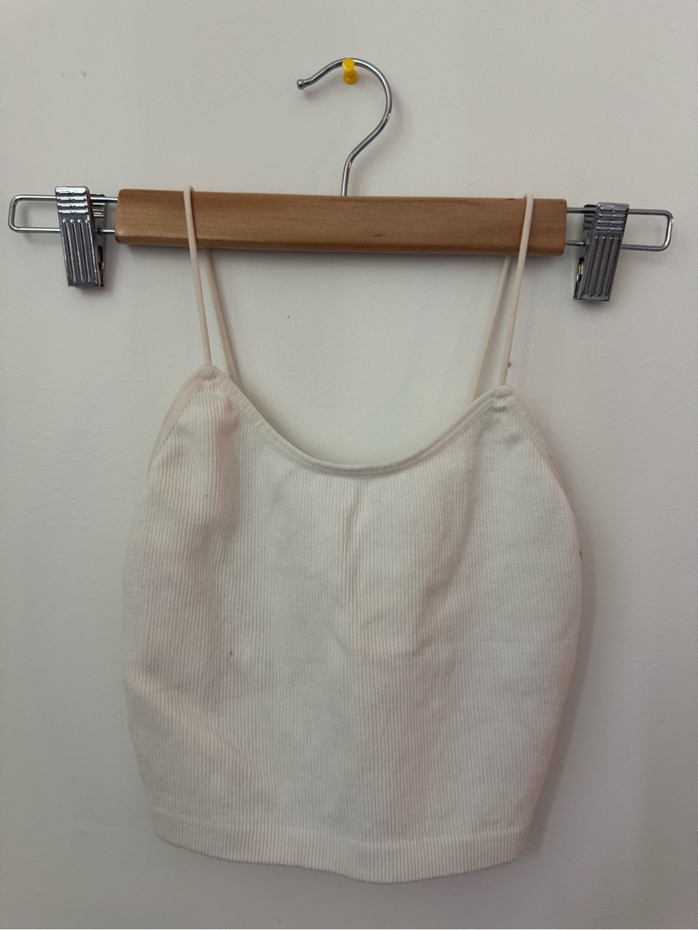 Streetwear Society Cream Ribbed Spaghetti Strap Crop Cami